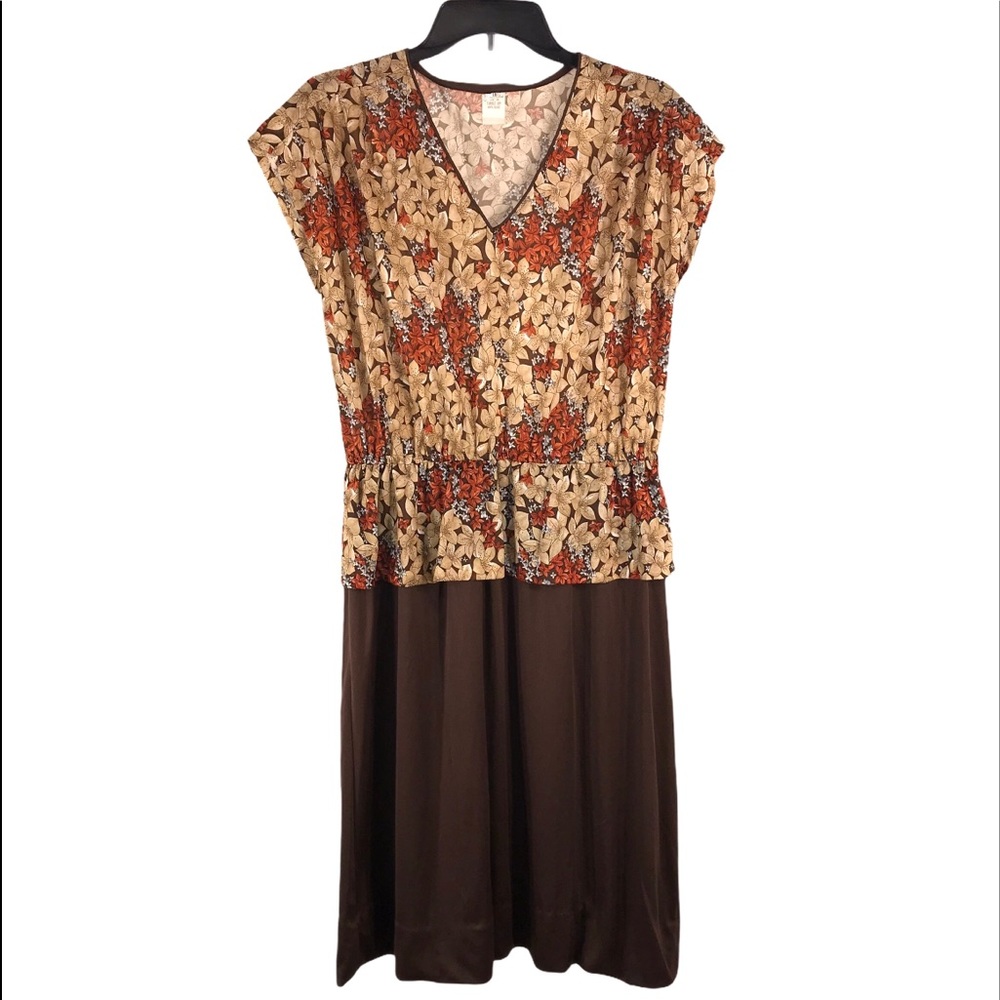 Vintage 1970s Floral Dress, Size XL